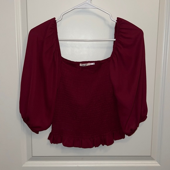 Off The Shoulder Crop Top with Puff Sleeves - Picture 1 of 1